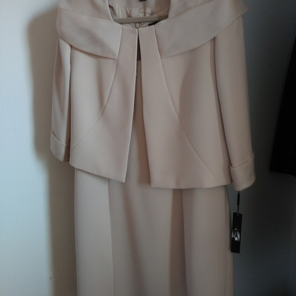 Tahari ASL Luxe dress and jacket nude 14